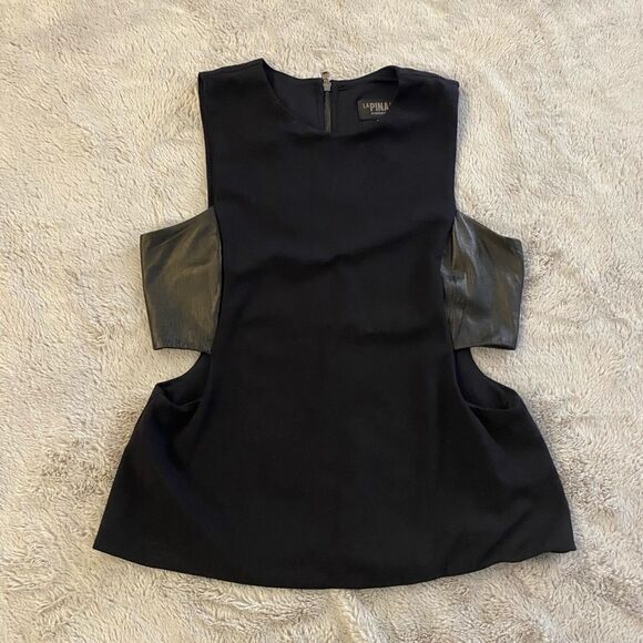 La pina by David Helwani genuine leather detailed top, L - Picture 1 of 8